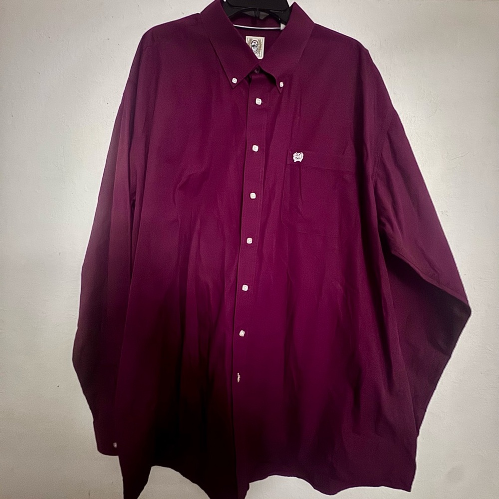 Cinch Men's Deep Burgundy Casual Button-Down Shirt